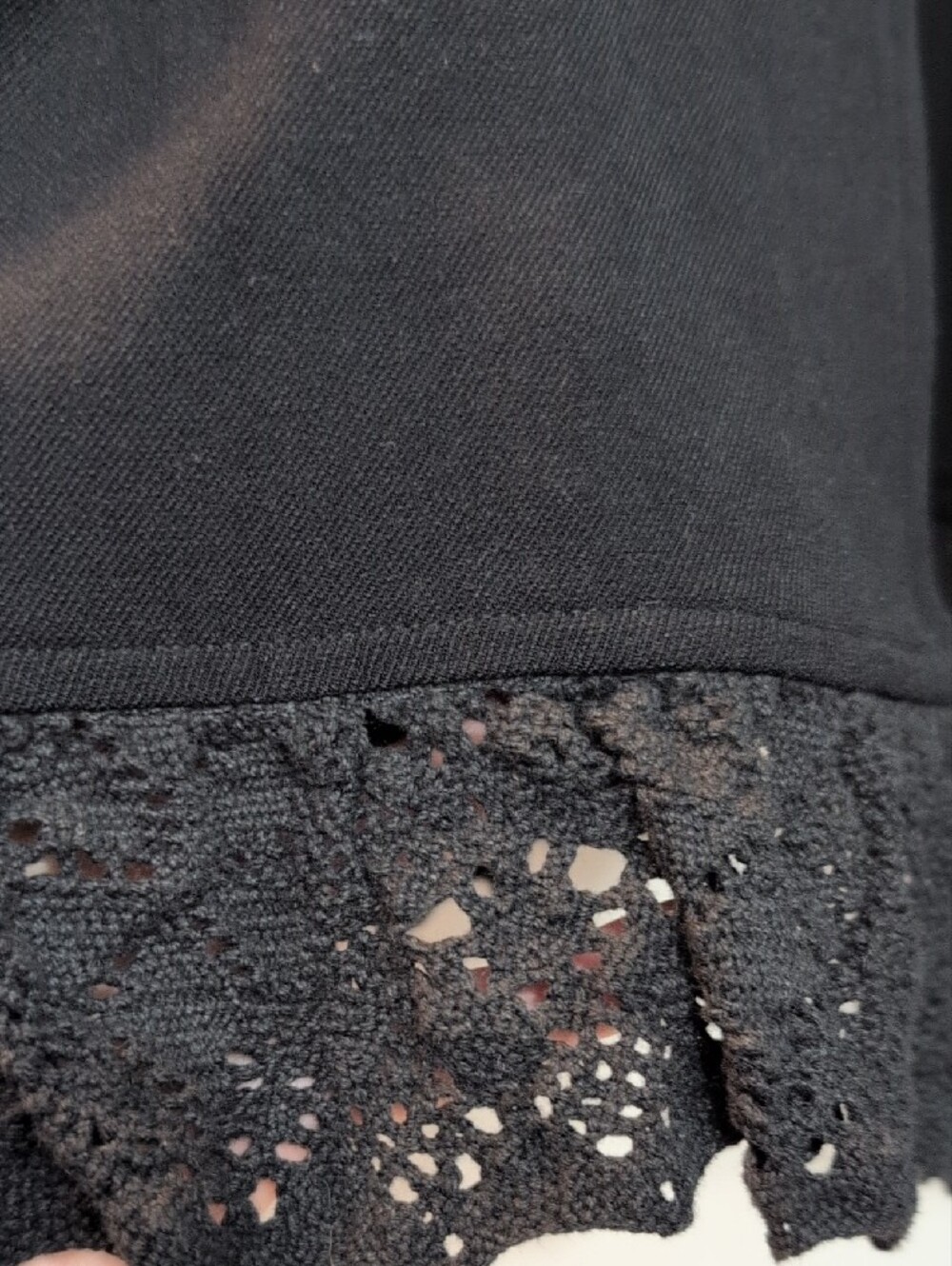 Betsey Johnson Black Coat with Crochet Ruffles - Picture 4 of 16